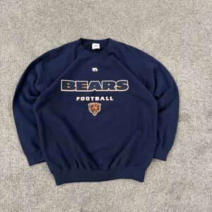 Vintage Y2K Chicago Bears Sweatshirt Mens L Navy NFL Football Embroidered